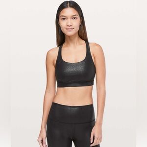 Lululemon Black Shiny Foil Energy Bra Size 2